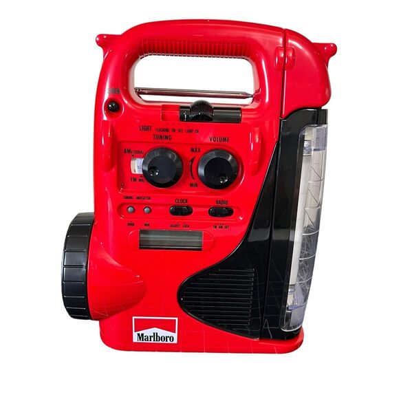 VTG Marlboro Big Sky FM AM Radio Lantern Flashlight Siren Clock MCS-75161 NIB - Picture 8 of 10